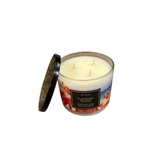 Brand New Avon Flamingo Island 11oz 3 Wick Candle - Picture 3 of 3